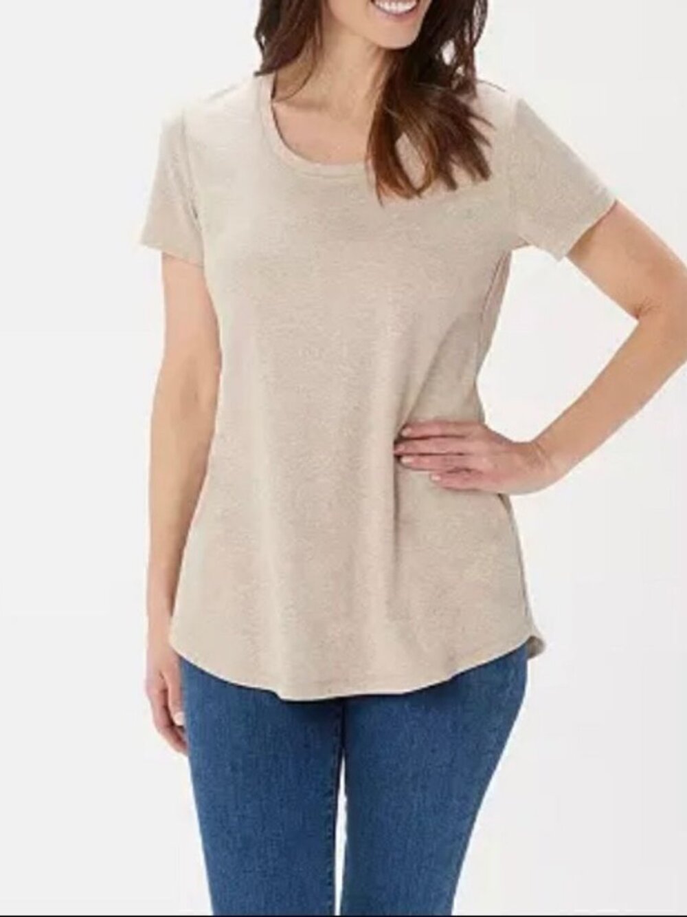 💕Isaac Mizrahi Knit Tunic Crossover Back Top